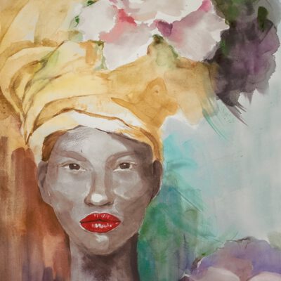 ציור מקורי- דיוקן אפריקה-פורטרט אישה-צבעי מים-אנה רדיס-ANNA RADIS ART
