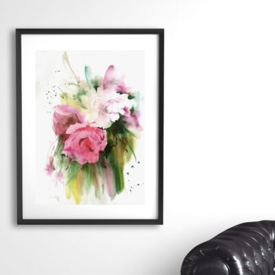 פרחים ציור מקורי-פרחי אביב-ציור פרחים-צבעי מים-אנה רדיס-ANNA RADIS ART| פרחי אביב