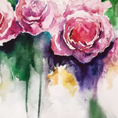 ציור מקורי-זר ורדים-ציור ורדים-צבעי מים-אנה רדיס-ANNA RADIS ART