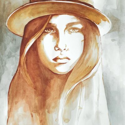 ציור מקורי | דיוקן אישה ג'ינג'ית להבה
