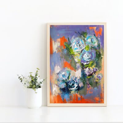 ציור פרחוני-פרחי החיים-אבסטרקט פרחים-ציור פרחים-אנה רדיס-ANNA RADIS ART