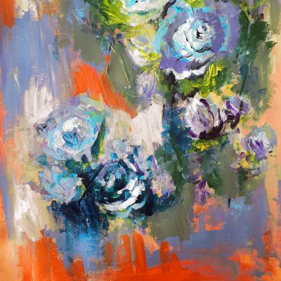 ציור מקורי-פרחי החיים-אבסטרקט פרחים-ציור פרחים-אנה רדיס-ANNA RADIS ART