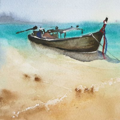 ציור מקורי- נוף יום מושלם-ציור נוף קטן-צבעי מים-אנה רדיס-ANNA RADIS ART