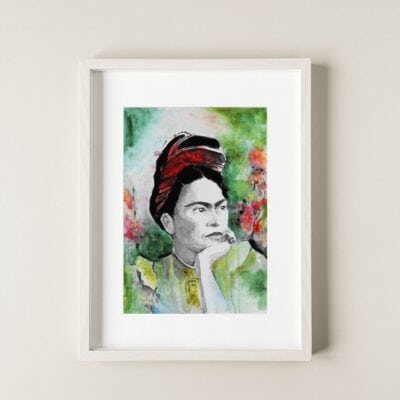 ציור מקורי-פורטרט פרידה קאלו-דיוקן צבעי מים-ציור למכירה-אנה רדיס-ANNA RADIS ART