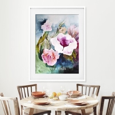 ציור שדה פרחים- פינת אוכל- אנה רדיס