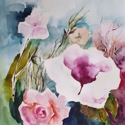 ציור שדה פרחים- תקריב- אנה רדיס