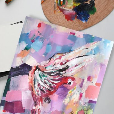 ציור תוכי ארה גאווה ציור מקורי ציורים אמנות אמנים ציירים ציירת ציפורים גלריה אנה רדיס anna radis