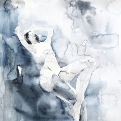 ציור מקורי-אישה על ענן-אישה ציור אבסטרקט-ציור פיגורטיבי-ציורי נשים-אנה רדיס-ANNA RADIS ART