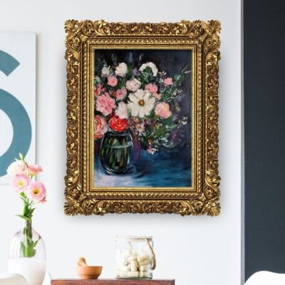 ציור זר מסגרת זהב להמחשה בלבד אנה רדיס