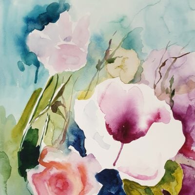 ציור מקורי-ציורי פרחים-צבעי מים-אנה רדיס-ANNA RADIS ART