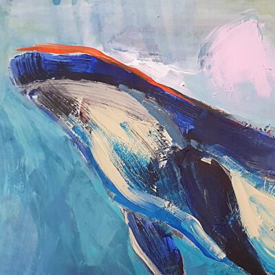 לוויתן כחול ציור מקורי בעלי חיים אמנות מקורית ציירת ישראלית אנה רדיס anna radis