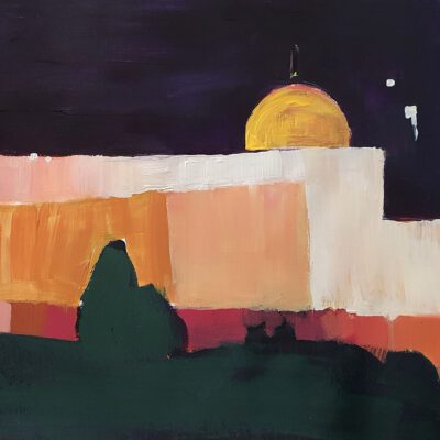 לילה בבירה ציור מקורי ציור ירושלים בלילה אמנות ישראלית אנה ריס anna radis