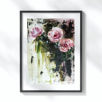 ציור פרחים-ורדים קלאסי-ציור ורדים אבסטרקט-ציורי פרחים-אמנות ישראלית-אנה רדיס-ANNA RADIS ART