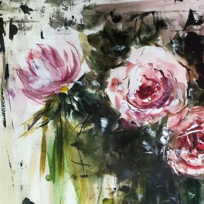 ציור מקורי-ורדים קלאסי-ציור ורדים אבסטרקט-ציורי פרחים-אמנות ישראלית-אנה רדיס-ANNA RADIS ART