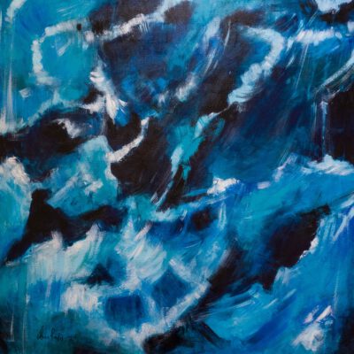 ציור אוקיינוס אבסטרקט כחול אקריליק על קנבס אמנית ישראלית אמנות גלריה אנה רדיס
