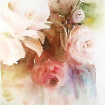 ציור מקורי-פרחים רומנטיקה-ציור פרחים בצסעי מים-אנה רדיס-ANNA RADI S ART