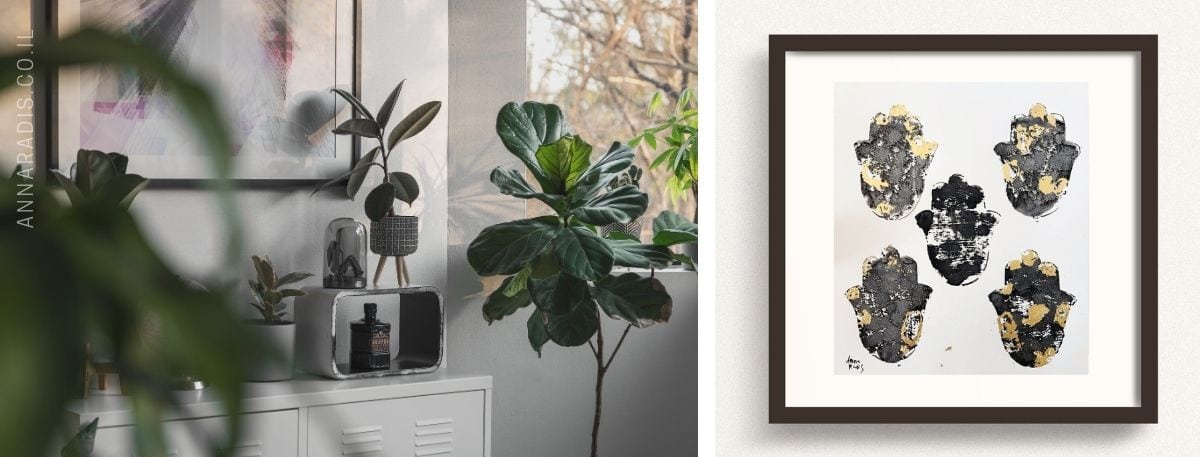 ציור חמסה מקורי עבודת יד אנה רדיס, מתנה יוקרתית לבית חדש