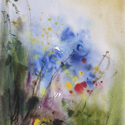 ציור מקורי פרחים-ירוק-צבעי מים-ציורי פרחים-אנה רדיס-ANNA RADIS ART