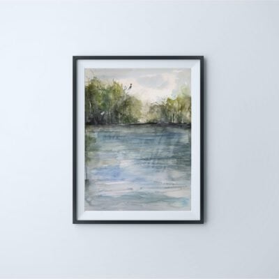 ציור אגם-נוף אגם צבעי מים-ציור נוף-ציורים מקוריים למכירה-אנה רדיס-ANNA RADIS ART