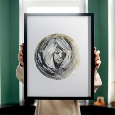 נינה ציור פורטרט מקורי דיוקן ציור אישה פורטרט אבסטרקט שחור לבן ציורים קטנים אמנות אנה רידס anna radis
