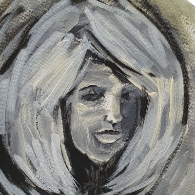 נינה ציור פורטרט מקורי דיוקן ציור אישה פורטרט עבודת יד שחור לבן ציורים אמנות אנה רידס anna radis