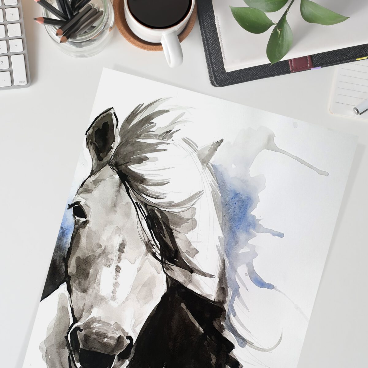 סוס אצילי ציור מקורי ציור בעלי חיים ציורי חיות אמנות אמנים עבודת יד צבעי מים אקוורל אנה רדיס anna radis