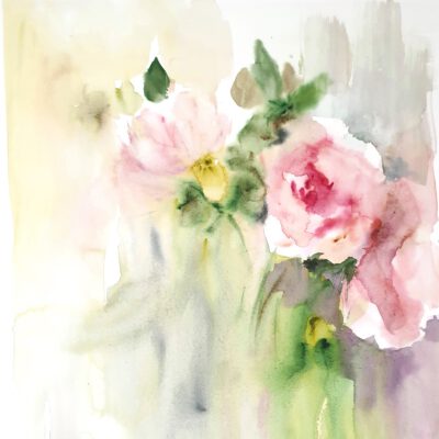 ציור מקורי צבעי מים-ציור פרחים עדינות-אנה רדיס-ANNA RADIS ART