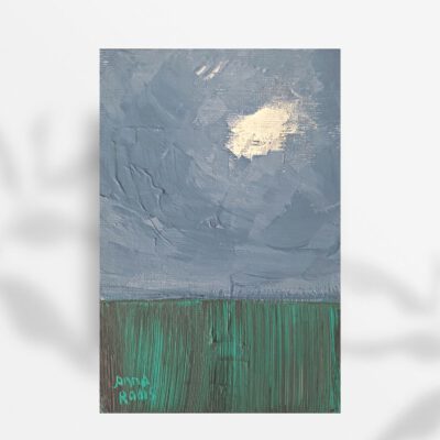 ענן בשדה ציור נוף מינימליסטי ציור קטן ציורים ציור מיניאטורי אמנות נופים אקריליק על קנבס אנה רדיס anna radis