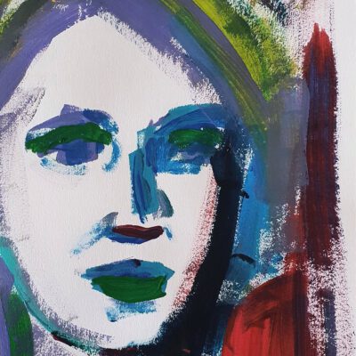 ציור פורטרט עכשווי של אישה דיוקן אבסטרקטי ציור פנים צבעוני ציורי נשים ציורים אמנות אמנים ישראלים אנה רדיס anna radis