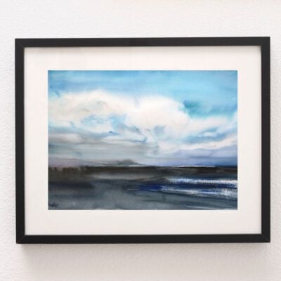 יום מעונן ציור-ציור של שמיים-ציורי נוף-אקוורל-צבעי מים-הדפס ציור-פרינט-אמנות לבית-רפרודוקציה-אנה רדיס-ANNA RADIS