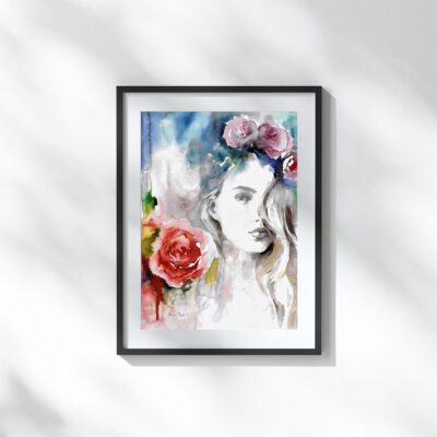 פורטרט מילה-דיוקן אישה-ציור נשים-ציורי נשים-אמנות-אמנים ישראלים-ציירת-אמנית-צבעי מים-פרינט-הדפס-אנה רידס-ANNA RADIS