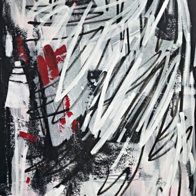 ציור אבסטרקט-שחור לבן אדום-ציור מופשט-ציור מקורי-אמנות ישראלית מקורית-ציורים למכירה-אנה רדיס-ANNA RADIS ART
