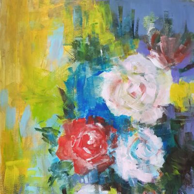 ציור פרחים-ציור ורדים-אימפרסיוניזם מודרני-ציור פרחים אבסטרקט-ציורים לבית-ציורים למכירה-אנה רדיס-ANNA RADIS ART