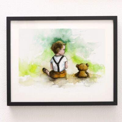 ציור לחדר ילדים-ציורים של ילדים-ציורי בנים-אמנות לחדר של בן-ציורי צבעי מים-אמנות למכירה-אנה רדיס-ANNA RADIS ART
