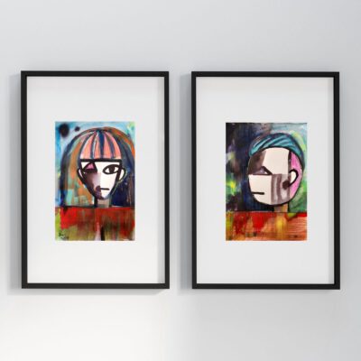 פופארט ציור זוגי-פופארט מודרני-ציור פנים אבסטרקט-ציורים זוגיים-ציורי אבסטרקט-אמנות למכירה-ציורים למכירה-ציורים לבית-אנה רדיס-ANNA RADIS ART