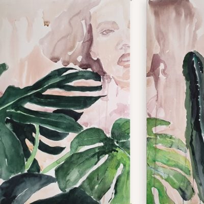 ציור מקורי אישה-דיוקן אבסטרקטי-פורטרט-בין חלום למציאות-אנה רדיס-ANNA RADIS ART