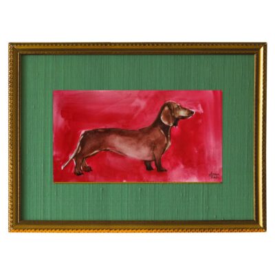 ציור כלב תחש למכירה-ציירת חיות-ציורי בעלי חיים-ציור כלב נקניק-ציור בצבעי מים-אנה רדיס-ANNA RADIS ART