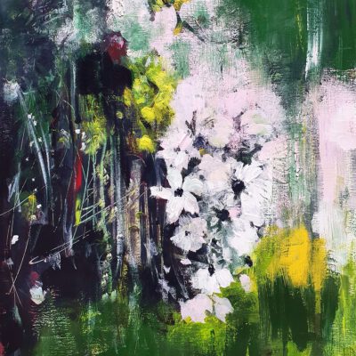 ציור מקורי-שדה ירוק-ציור פרחים אבסטרקטי-אמנות למכירה-אנה רדיס-ANNA RADIS ART