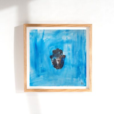 חמסה כחולה-ציור חמסות-ציור חמסה-אמנות יהודית-מתנה יהודית-חנות יודאיקה-אמנות עכשווית-אנה רדיס-ANNA RADIS ART