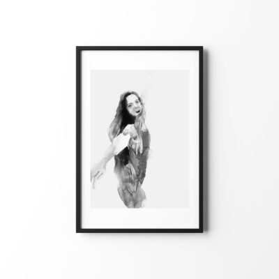 ציור אישה בבגד ים-הדפס ציור על נייר-ציור אישה מינימליסטי-ציור אישה-ציורי נשים-ציורים למכירה-אנה רדיס-ANNA RADIS ART