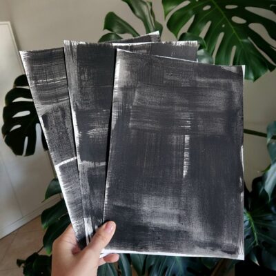ציור מקורי | טריפטיך אבסטרקט שחור